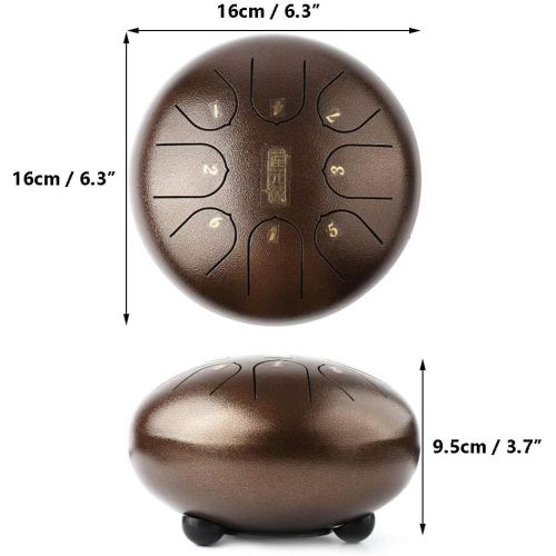  [아마존베스트]Dyna-Living Handpan, 6 Inch 8-Tone G Key Steel Tongue Drum Hand E Drum with Beater Carry Case Finger Guard for Children Musical Education