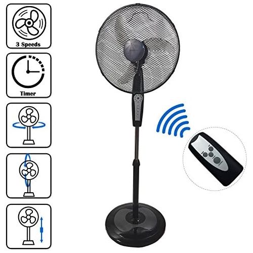  [아마존베스트]DYNASUN RD40BC Designer Floor Fan with Remote Control Black LED 50 W with Timer