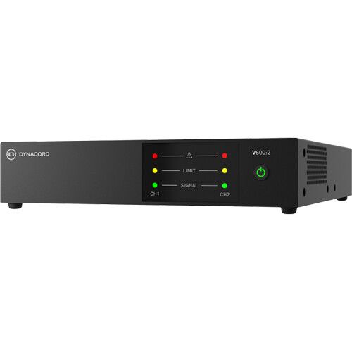  Dynacord V600:2 Two-Channel 600W Power Amplifier for Commercial Installations (1 RU, 1/2-Rack)