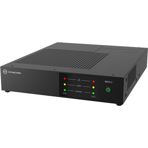  Dynacord V600:2 Two-Channel 600W Power Amplifier for Commercial Installations (1 RU, 1/2-Rack)