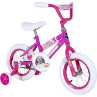 Dynacraft Magna Kids Bike Girls 12 Inch Wheels with Training Wheels in White, Pink and Purple for Ages 2 Years and Up