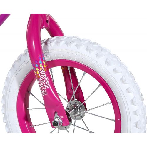 다이나크래프트 Dynacraft Magna Kids Bike Girls 12 Inch Wheels with Training Wheels in White, Pink and Purple for Ages 2 Years and Up