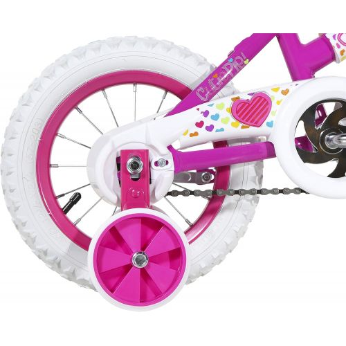 다이나크래프트 Dynacraft Magna Kids Bike Girls 12 Inch Wheels with Training Wheels in White, Pink and Purple for Ages 2 Years and Up