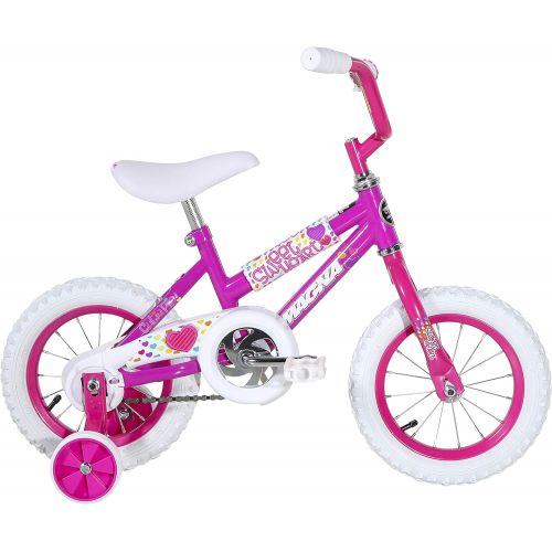 다이나크래프트 Dynacraft Magna Kids Bike Girls 12 Inch Wheels with Training Wheels in White, Pink and Purple for Ages 2 Years and Up