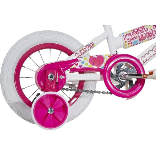 다이나크래프트 Dynacraft Magna Kids Bike Girls 12 Inch Wheels with Training Wheels in White, Pink and Purple for Ages 2 Years and Up