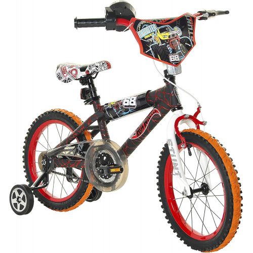 다이나크래프트 Dynacraft Hot Wheels Kids Bike Boys 16 Inch with Rev Grip Accessory, Front Hand Brake and Traning Wheels in Black