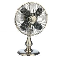 Dynamic Collections Personal Electric Desk Fan Air Circulator For Cooling Your Home, Office, Kitchen, Table, Bedroom - Oscillating Cool Classic Vintage Retro Design (Stainless Stee