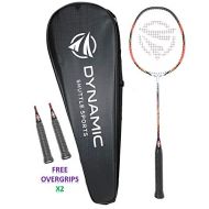Dynamic Shuttle Sports Ares Red 68 Premium Carbon Fiber Indoor/Outdoor Professional Badminton Racket with Cover - for Both Offensive and Defensive Players, Good for All Levels…