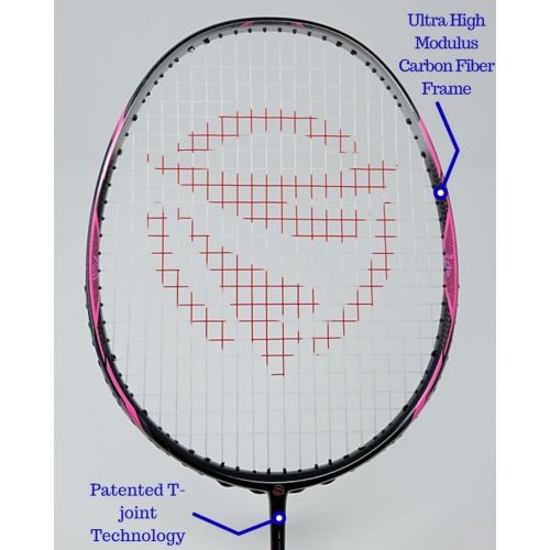  Dynamic Shuttle Sports Premium Hyperion KV-100 Carbon Fiber IndoorOutdoor Professional Badminton Racket - for Both Offensive and Defensive Players, Good for All Levels