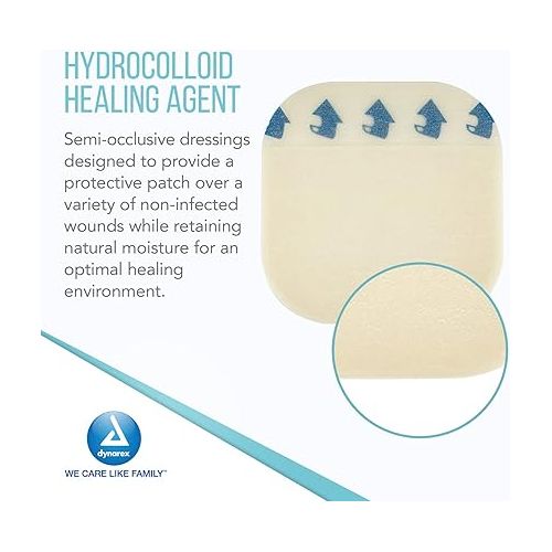  Dynarex DynaDerm Hydrocolloid Dressings, Sterile Moist Bandages Used for All Kinds of Wounds, 4