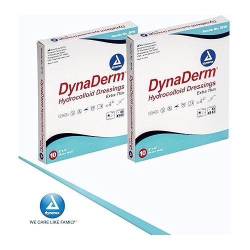  Dynarex DynaDerm Hydrocolloid Dressings, Sterile Moist Bandages Used for All Kinds of Wounds, 4