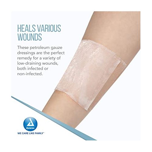  Dynarex 3039 Sterile Petroleum Non Adhering Gauze Dressing for Wound, 3