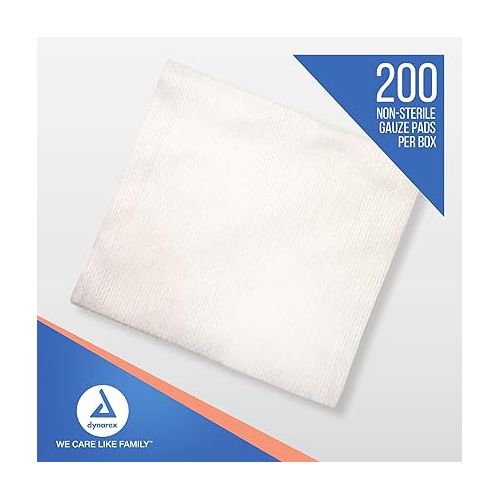  Dynarex Non-Woven Sponges, Non-Sterile, Gauze Sponges, for Cleansing, Prepping and Dressing, Highly-Absorbent and with Less Linting, 4