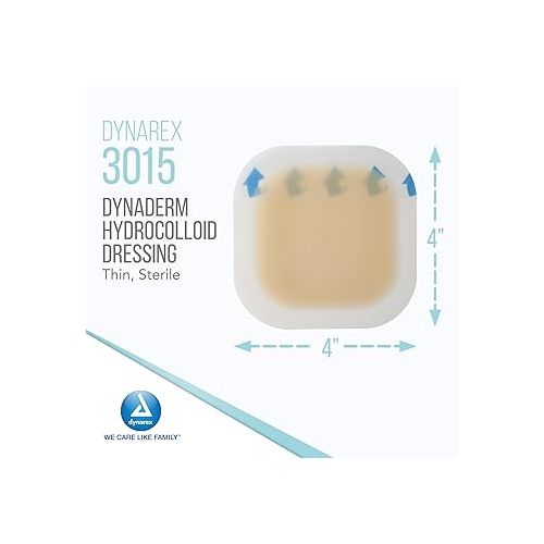  Dynarex DynaDerm Hydrocolloid Dressings, Sterile Moist Bandages Used for All Kinds of Wounds, 4