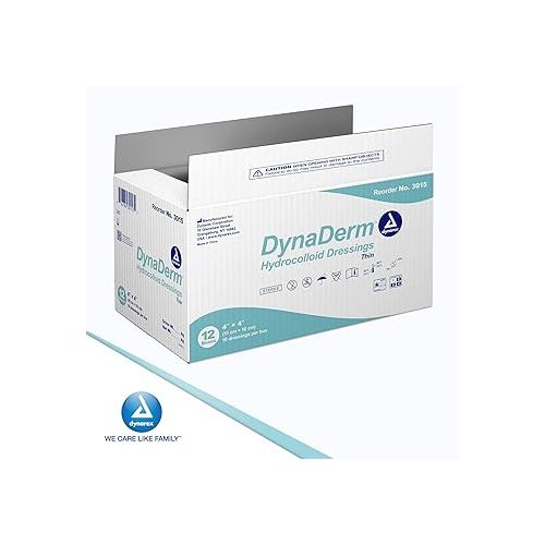  Dynarex DynaDerm Hydrocolloid Dressings, Sterile Moist Bandages Used for All Kinds of Wounds, 4