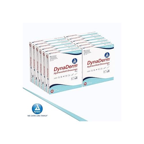  Dynarex DynaDerm Hydrocolloid Dressings, Sterile Moist Bandages Used for All Kinds of Wounds, 4