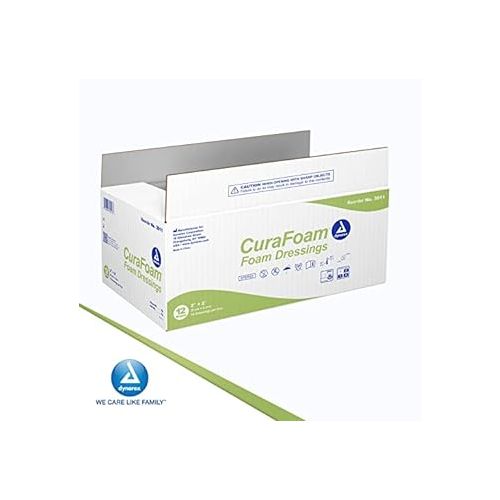  Dynarex CuraFoam Foam Dressings, Non-Bordered, Sterile, Provides Cushioned and Moist Wound Care, Used for Medium to Heavy Exuding Wounds, 2