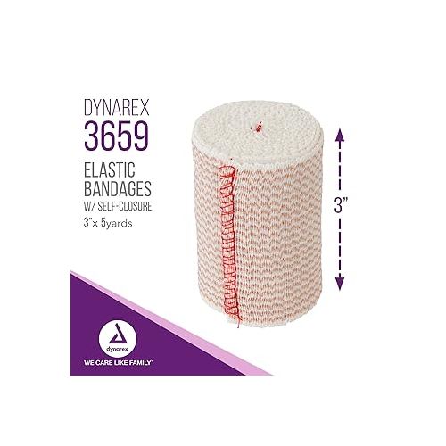  Dynarex Elastic Bandages with Self-Closure, Outstanding Compression and Stretch, Latex-Free Elastic Bandages with Velcro Closure, 3