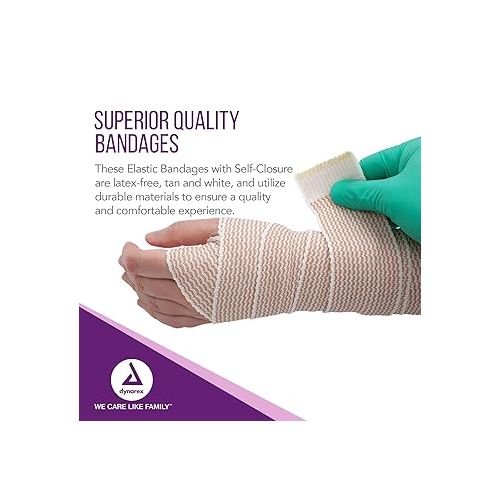  Dynarex Elastic Bandages with Self-Closure, Outstanding Compression and Stretch, Latex-Free Elastic Bandages with Velcro Closure, 3