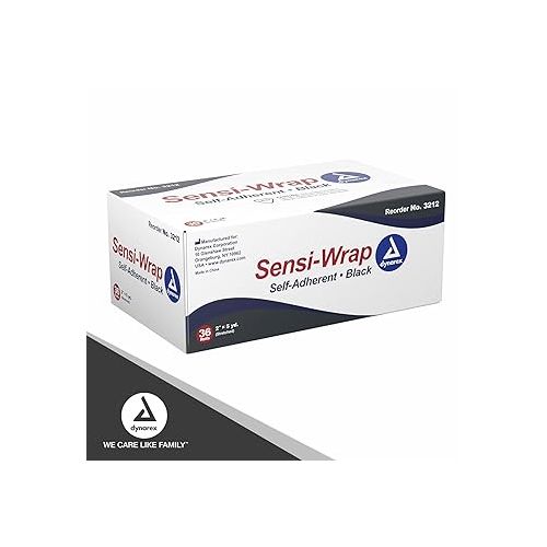  Dynarex 3213 Corporation Sensi-Wrap Self-Adherent Bandage Roll, Black, 3