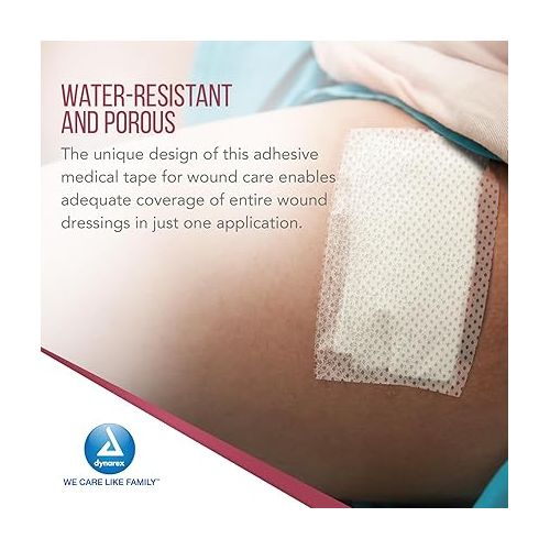  Dynarex Dressing Retention Sheet - Adhesive Waterproof Medical Tape Sheet for Wound Dressing - Skin-Friendly Non-Woven Fabric - 4