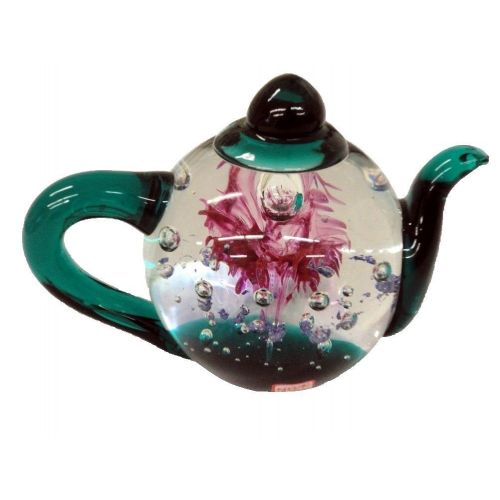  Dynasty Gallery Glass Teapot Paperweight, Candy Explosion 6168 3.75 Inches tall x .5 inches long and 3 inches wide