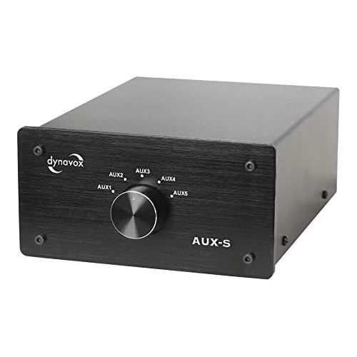  Dynavox AUX S Input Extension Switch in Metal Housing with 5 RCA Inputs for Stereo and Surround Amplifier (Black)