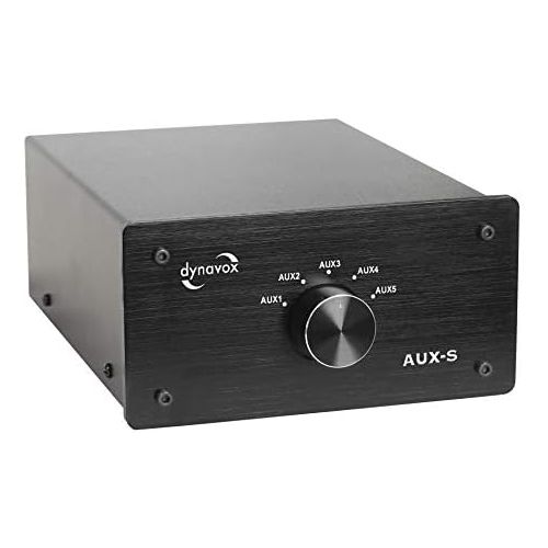  Dynavox AUX S Input Extension Switch in Metal Housing with 5 RCA Inputs for Stereo and Surround Amplifier (Black)