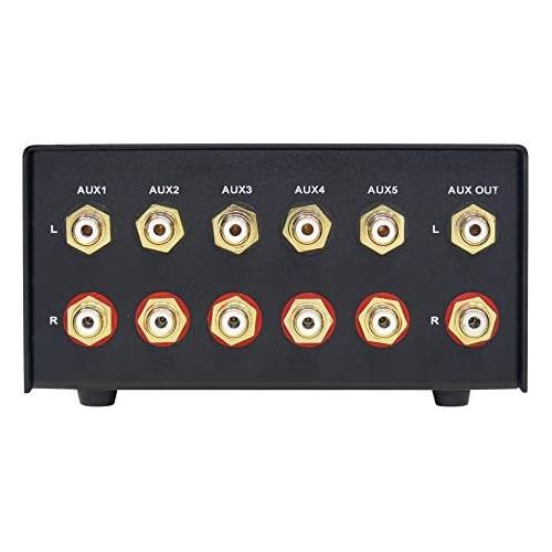  Dynavox AUX S Input Extension Switch in Metal Housing with 5 RCA Inputs for Stereo and Surround Amplifier (Black)