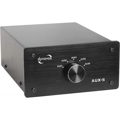  Dynavox AUX S Input Extension Switch in Metal Housing with 5 RCA Inputs for Stereo and Surround Amplifier (Black)