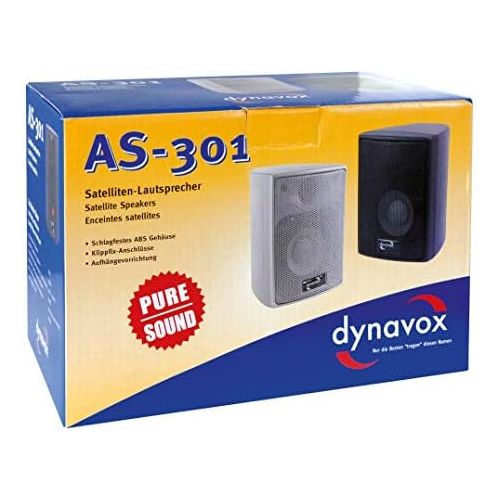  Dynavox AS 301 Pair of Satellite Speakers for Home Theater or Office Compact Surround Box Wall Mounted Black