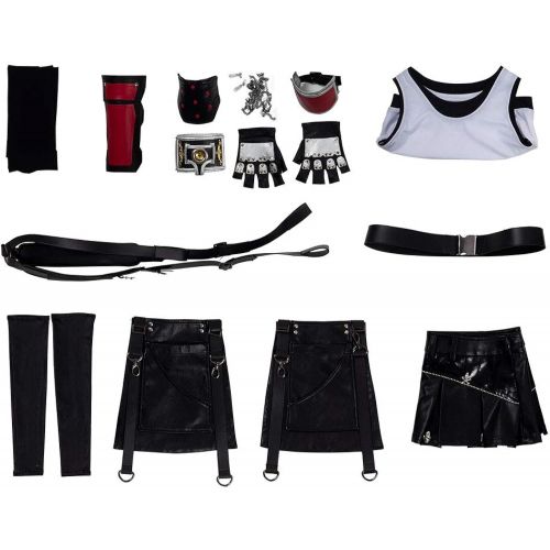  할로윈 용품Dynso Womens Tifa Lockhart Cosplay Costume Halloween Final Fantasy VII Remake FF7 Cosplay Full Set Outfits