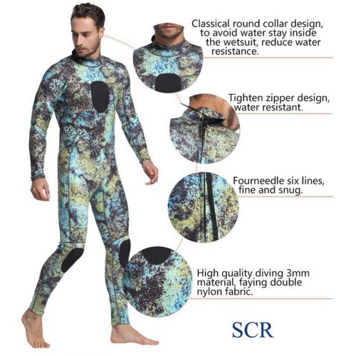  Dyung Tec Wetsuits Mens 3MM Camo Neoprene Scuba Diving Unisex One Piece Sport Skin Spearfishing Full Suit