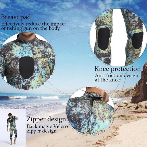  Dyung Tec Wetsuits Mens 3MM Camo Neoprene Scuba Diving Unisex One Piece Sport Skin Spearfishing Full Suit