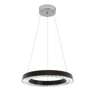 E&Green Black Crystal Chandelier LED Crystal Pendant Light 36W LED 16 inch Round Pendant Light for Living Room Bedroom Restaurant Porch Dining Room (Black)