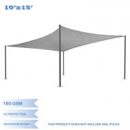 E&K Sunrise 10 x 15 Light Grey Rectangle Sun Shade Sail Outdoor Shade Cloth UV Block Fabric,Curve Edge-Customized