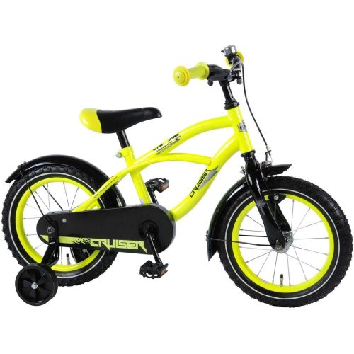  E & L 14 Zoll Fahrrad Gelb Kinderfahrrad Ruecktrittbremse Stuetzrader