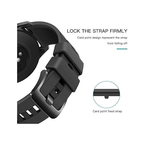  Fastener Ring for Garmin Vivoactive 3/Vivoactive 5/Forerunner 645 245/Venu,Venu2,Venu Sq/Vivomove,Vivomove HR,Vivomove 3/Fenix 6S Fenix 5S Bands 6Pack Silicone Connector Security Loop Holder, Black