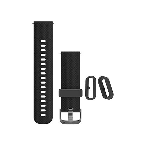  Fastener Ring for Garmin Vivoactive 3/Vivoactive 5/Forerunner 645 245/Venu,Venu2,Venu Sq/Vivomove,Vivomove HR,Vivomove 3/Fenix 6S Fenix 5S Bands 6Pack Silicone Connector Security Loop Holder, Black