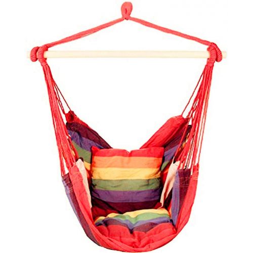  [아마존 핫딜]  [아마존핫딜]E EVERKING EverKing Hanging Rope Hammock Chair Porch Swing Seat, Large Hammock Net Chair Swing, Cotton Rope Porch Chair for Indoor, Outdoor, Garden, Patio, Porch, Yard - 2 Seat Cushions Inclu