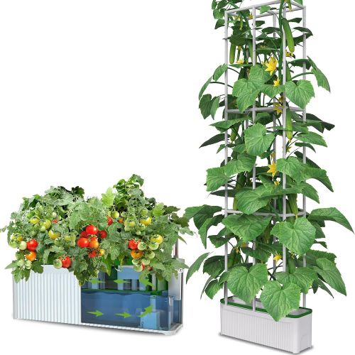  E SUPEREGROW Big Smart Hydroponics Growing System Self Watering Planter Indoor garden for Big Climbing Plants with Built-in Pump and Smart Reminder plus 60 Climbing Trellis Super Indoor hydropo