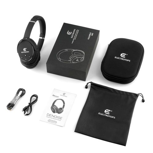  E T Active Noise Cancelling Bluetooth Headphones, Over-Ear Hi-Fi Deep Bass Wireless Headphones with Microphone, 90°Swiveling Earcups Adjust Headband Soft Earpads Earmuff for Travel Wor