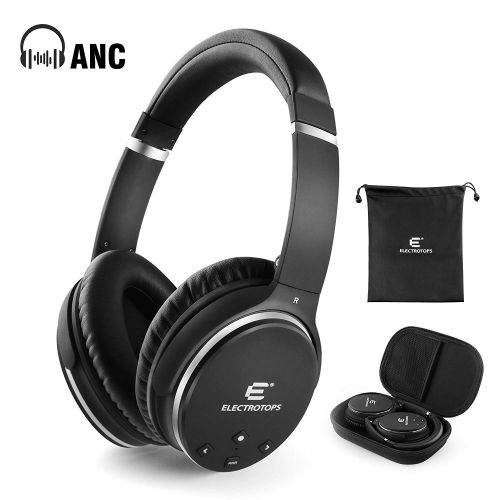  E T Active Noise Cancelling Bluetooth Headphones, Over-Ear Hi-Fi Deep Bass Wireless Headphones with Microphone, 90°Swiveling Earcups Adjust Headband Soft Earpads Earmuff for Travel Wor