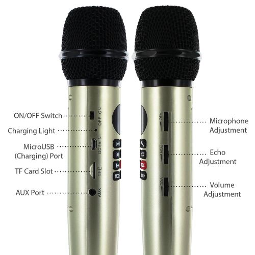  E Tronic Edge Bluetooth Karaoke Microphone: Wireless Handheld Machine For Kids With Speaker Player System. Best Portable Multipurpose Professional Vocal Mixer Mic To Sing Songs And Play Music. F