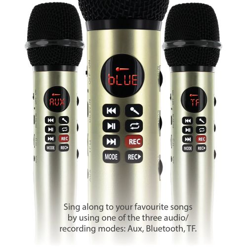  E Tronic Edge Bluetooth Karaoke Microphone: Wireless Handheld Machine For Kids With Speaker Player System. Best Portable Multipurpose Professional Vocal Mixer Mic To Sing Songs And Play Music. F
