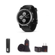 E Zee Electronics Garmin Fenix 5X Plus - Sapphire, (Black/Black Band) Bundle with PowerBank + USB Car Charger + USB Wall Charger (4 Items)