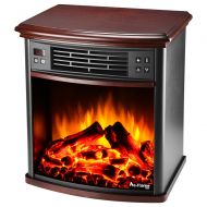 E-Flame USA Charleston Portable Electric Fireplace Stove with Remote by e-Flame USA - 22-inch Tall Nightstand Side Table Featuring Heater and Fan Settings with Realistic Brightly Burning Fire