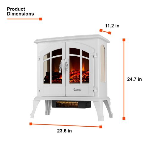  E-Flame USA e-Flame USA Jasper Portable Electric Fireplace Stove (Winter White) - This 23-inch Tall Freestanding Fireplace Features Heater and Fan Settings with Realistic and Brightly Burning