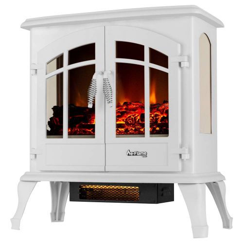  E-Flame USA e-Flame USA Jasper Portable Electric Fireplace Stove (Winter White) - This 23-inch Tall Freestanding Fireplace Features Heater and Fan Settings with Realistic and Brightly Burning