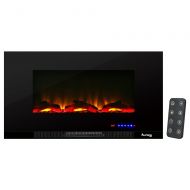 E-Flame USA e-Flame USA Livingston Wall Mount Electric Fireplace This 36-Inch Wide, Ultra-Slim LED Fireplace Features a Digital Screen, Remote Control, and Heater/Fan with Brightly Burning Fir